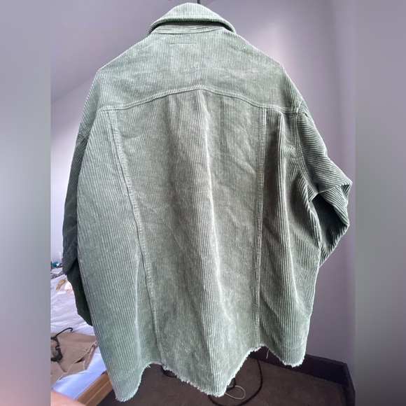 ZARA Oversized Corduroy Shirt Jacket Shaket Outwear Blazer Khaki Olive Green XS - Picture 14 of 14